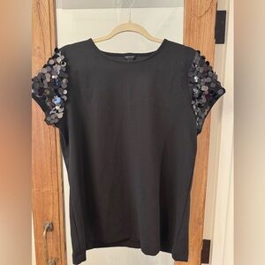 Ann Taylor | Black Sequin Sleeve Shirt | Size: Large
